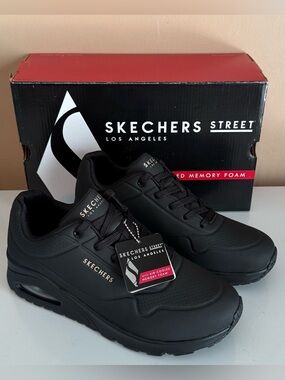 SKECHERS STREET LOS ANGELES WOMEN'S 10 UNO-STAND ON AIR BLACK SNEAKERS NEW W/BOX